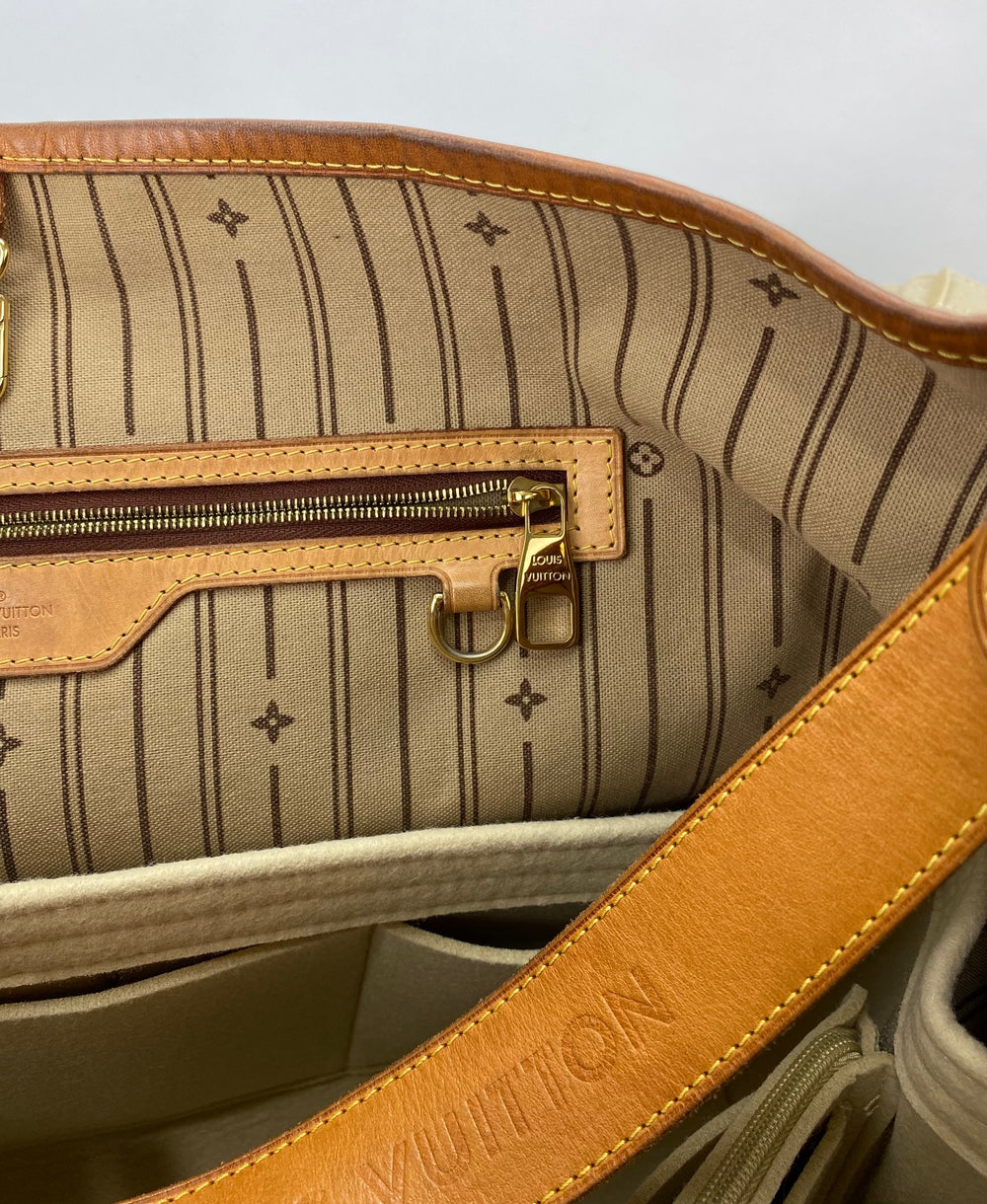 Louis Vuitton Delightful Tote GM Brown Leather Zipper Pocket 
