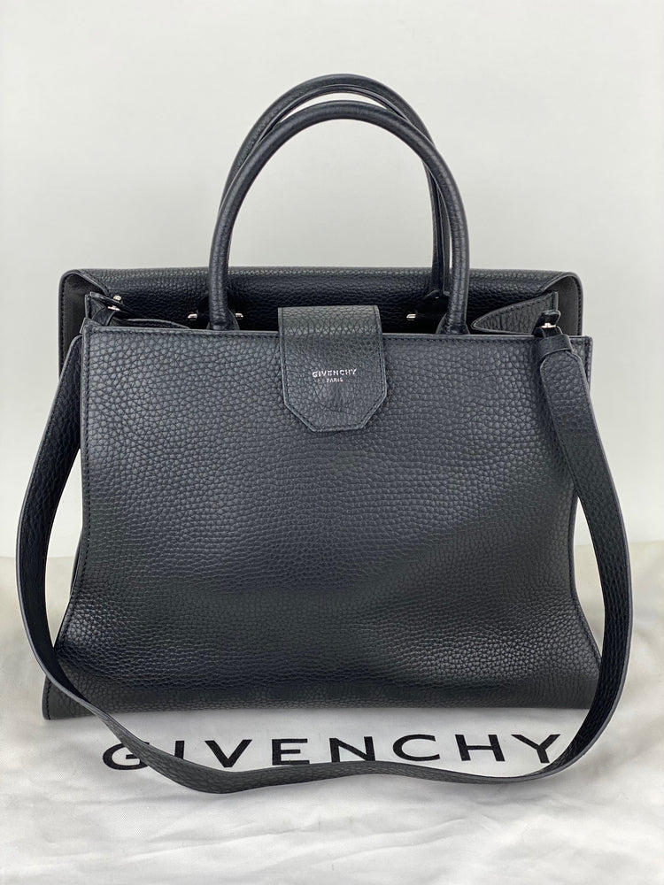 
                  
                    Givenchy Obsedia Medium Flap Black Pebbled Calfskin Satchel Hand Bag
                  
                