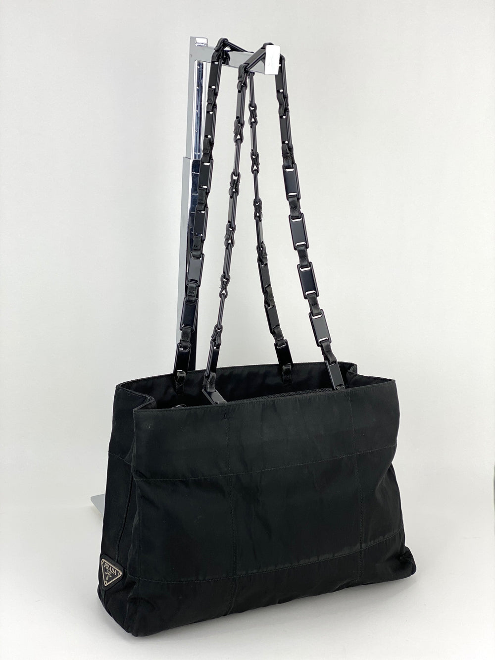 Prada Tessuto nylon tote with chain strap Shoulder Bag pre owned –  Debsluxurycloset