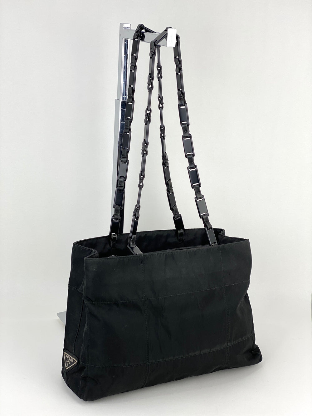 Shop Prada Tessuto Nylon Chain Shopper