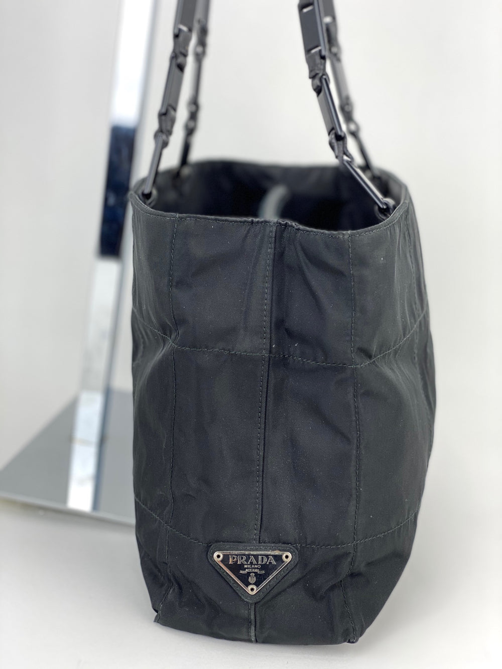 Authenticated Used Prada Women's Leather,Nylon Shoulder Bag,Tote Bag Black  
