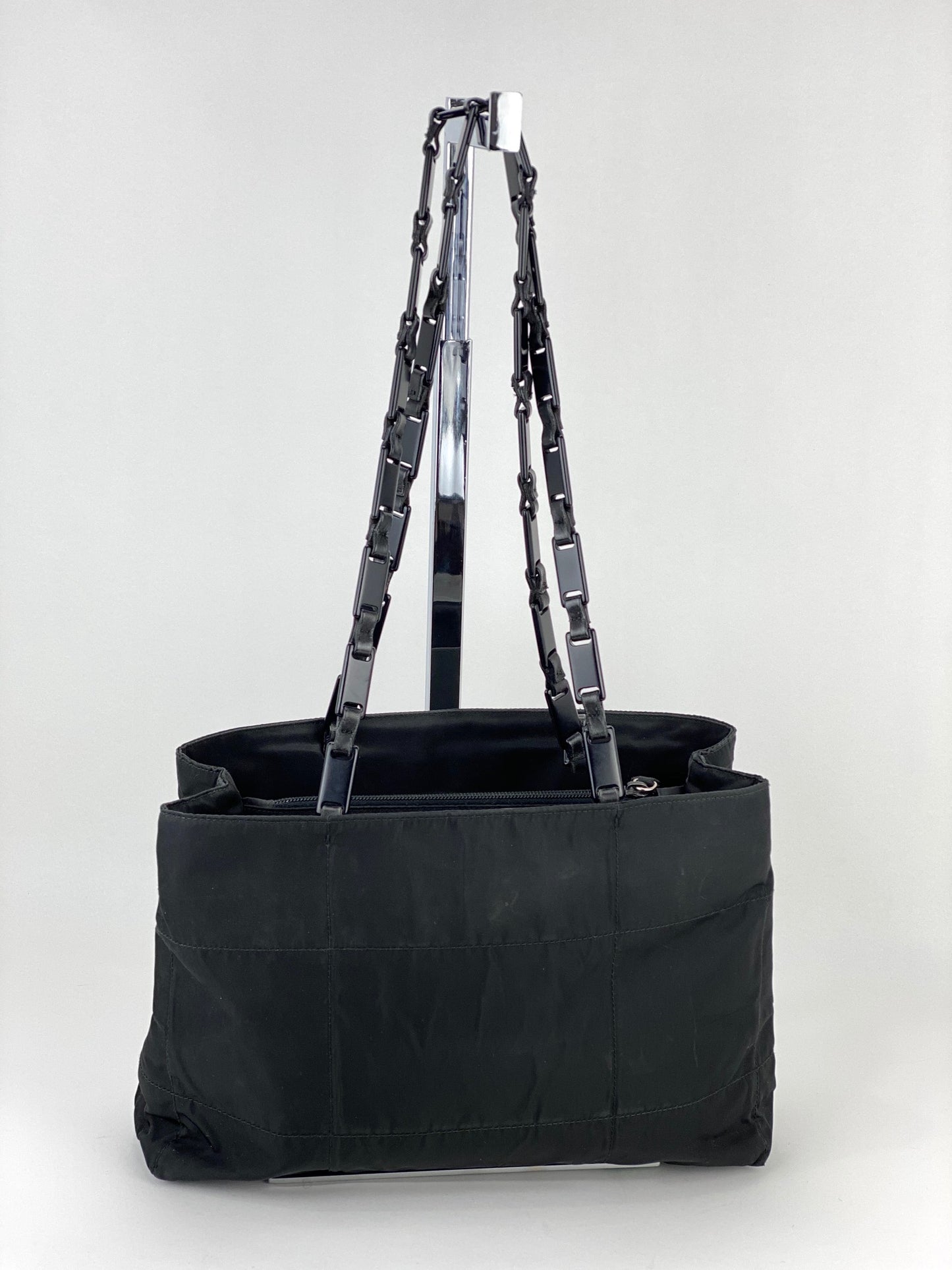 Prada Tessuto Nylon Tote with Chain Strap Shoulder Bag Pre Owned