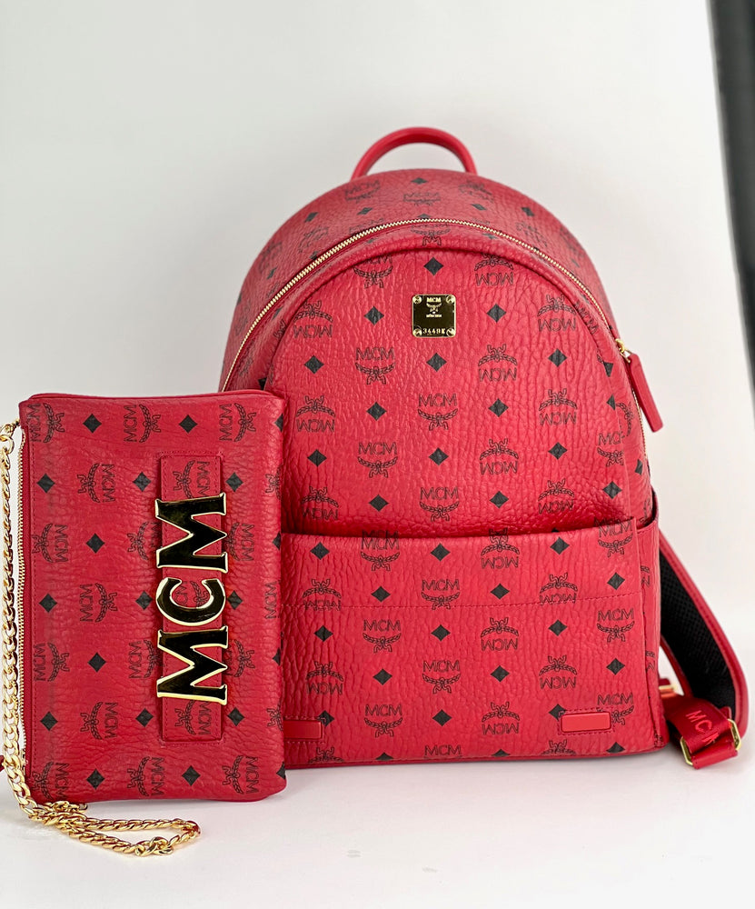 Ruby red 2024 mcm backpack