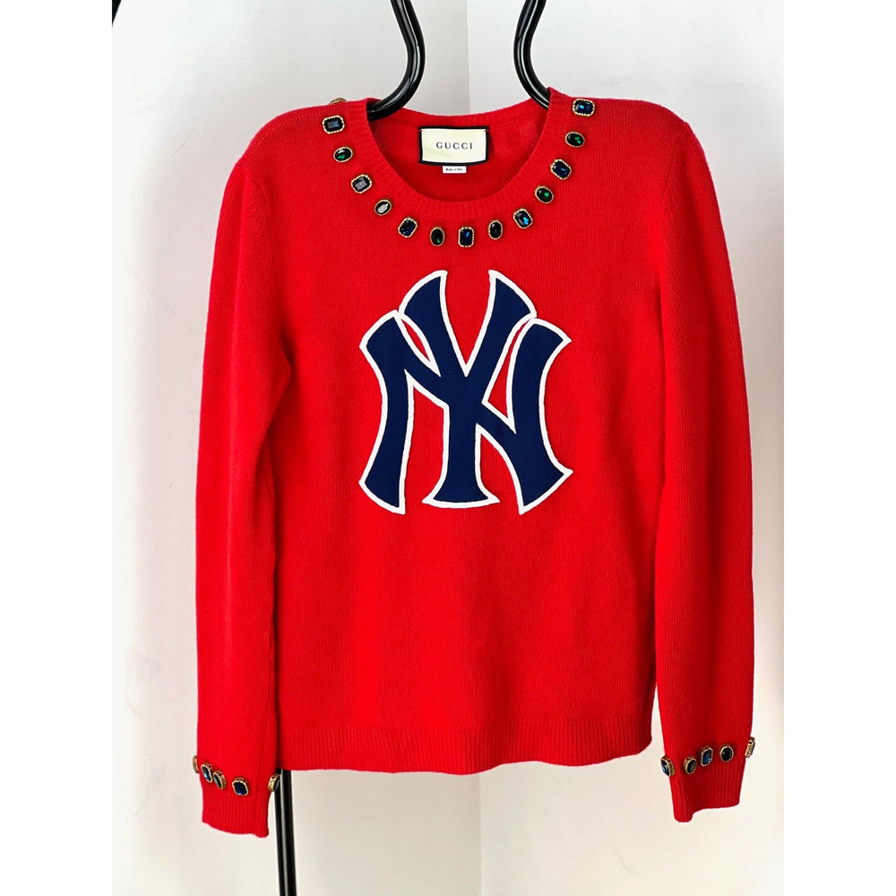 Gucci Womens NY Yankees Wool Red Sweater Pullover –