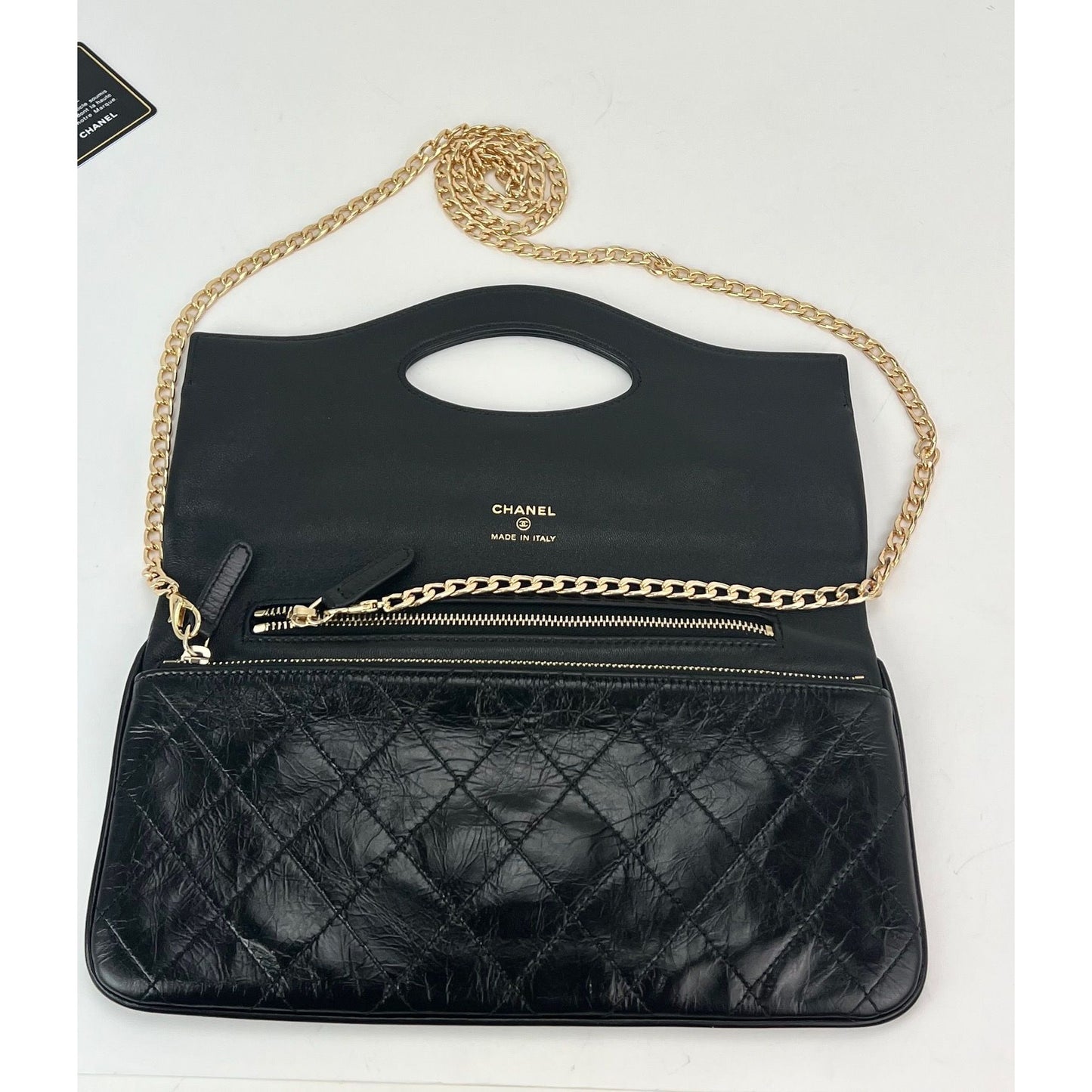 Chanel CC Hobo Bag Black Shiny Crumpled Calfskin Gold Hardware