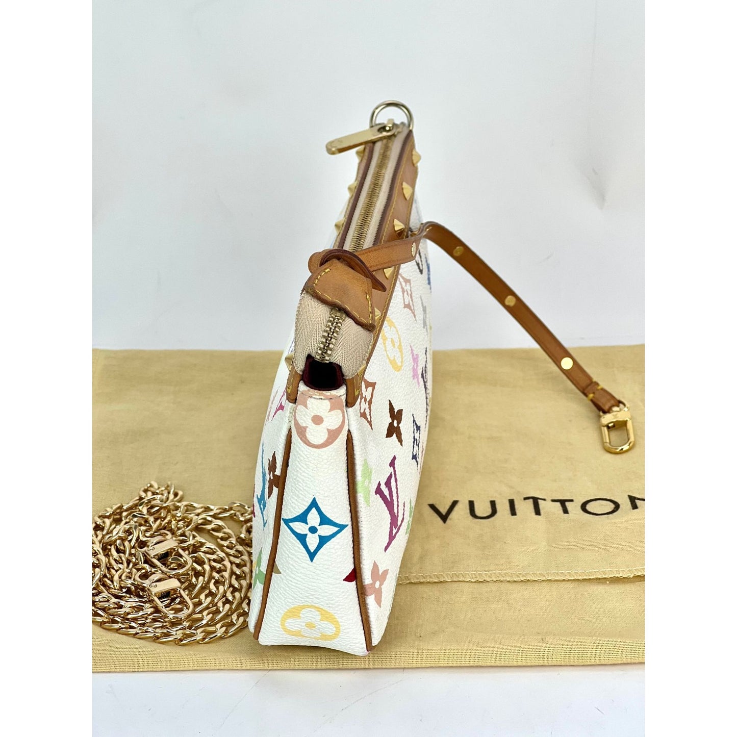 Louis Vuitton - Authenticated Pochette Accessoire Handbag - Cloth Multicolour For Woman, Very Good Condition