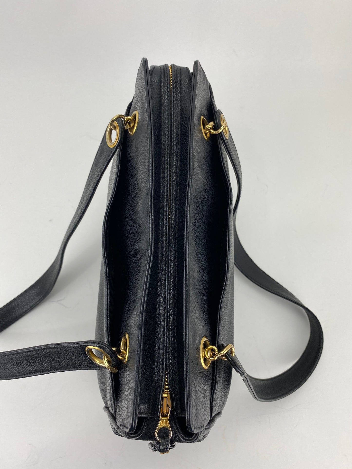 chanel black leather shoulder bag tote